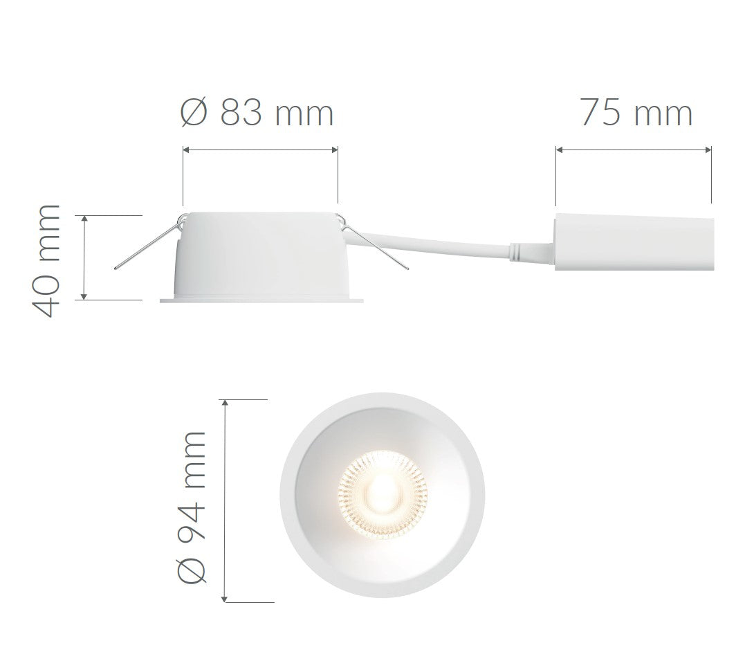 Alasvalo Plejd DWN-02, 8W, IP44, 2200-4000K, Ø94*40mm, musta