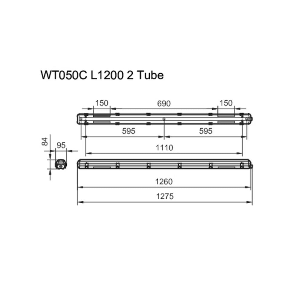 Valaisinrunko Philips Ledinaire WT050C 1200mm kahdella led-putkella