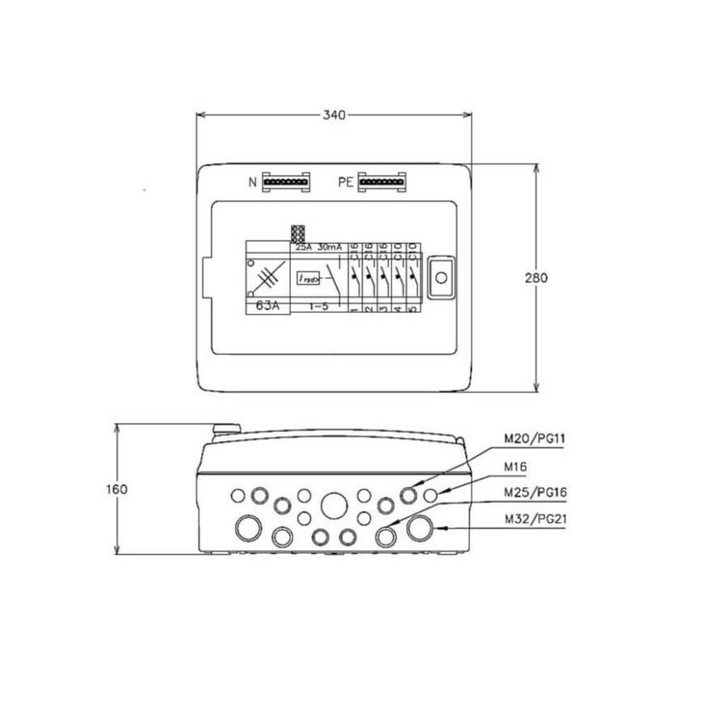 Ryhmäkeskus A-collection ARK 25A/5JS/VVS IP65