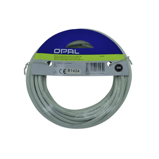 Asennuskaapeli Opal MSO 2x0,75mm2, 25m, valkoinen