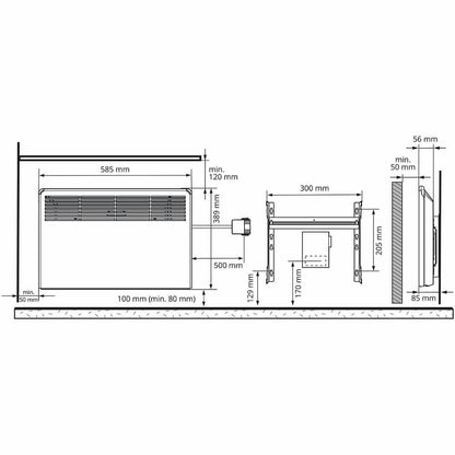 Lämmitin Ensto BETA BT 500W 39x59cm kytkentärasialla