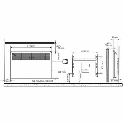 Lämmitin Ensto BETA BT 750W 39x72cm pistotulpalla
