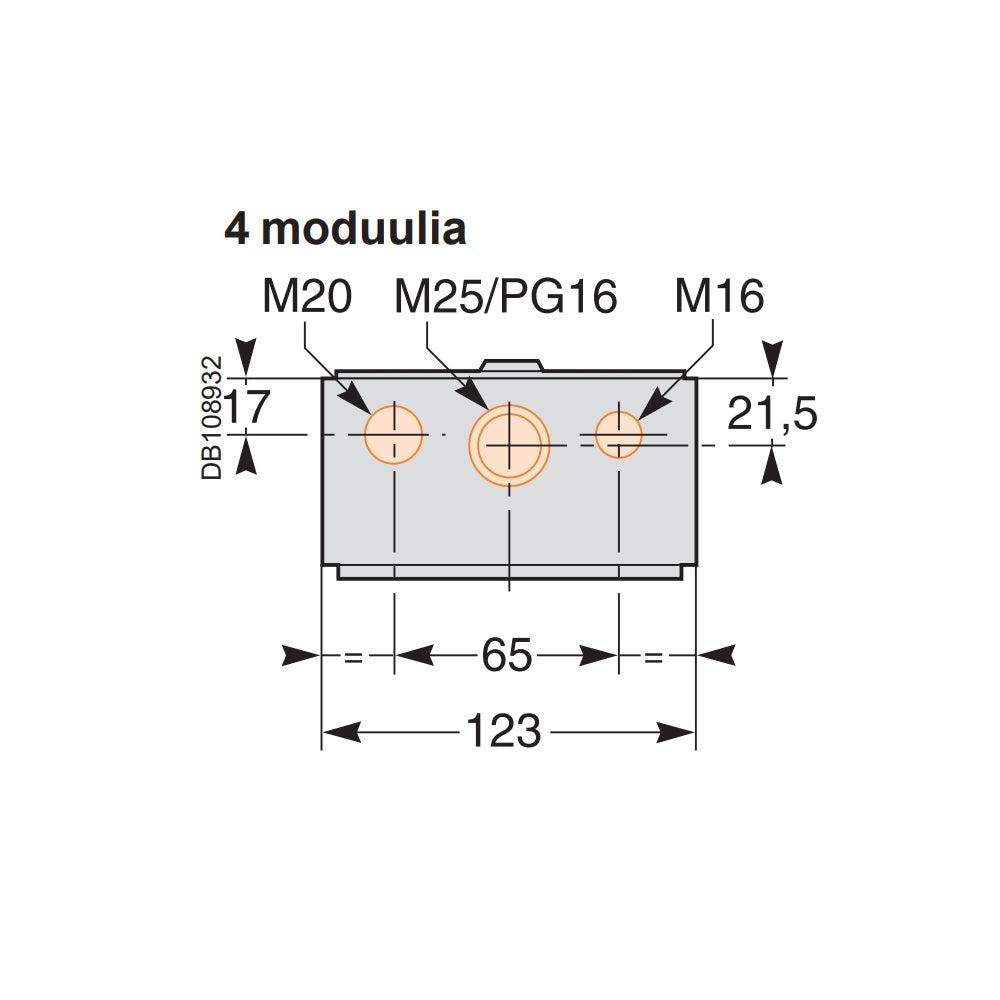Moduulikotelo Scheider Electric Kaedra, 1x4 moduulia, IP65