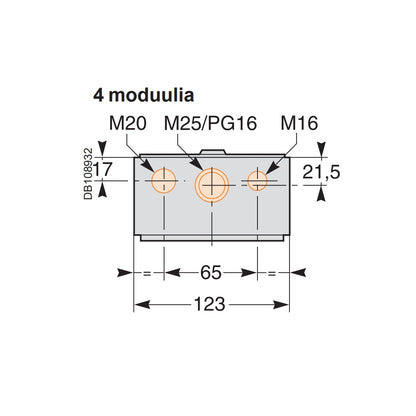 Moduulikotelo Scheider Electric Kaedra, 1x4 moduulia, IP65