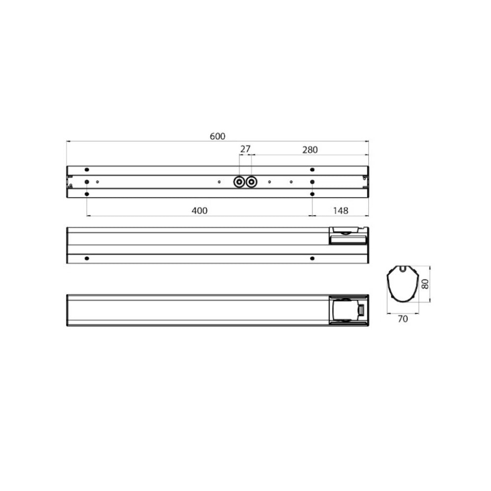 Työpistevalaisin Onnline Onnsani, IP44, 7W, 600mm, 3000/4000K, 1-os PR