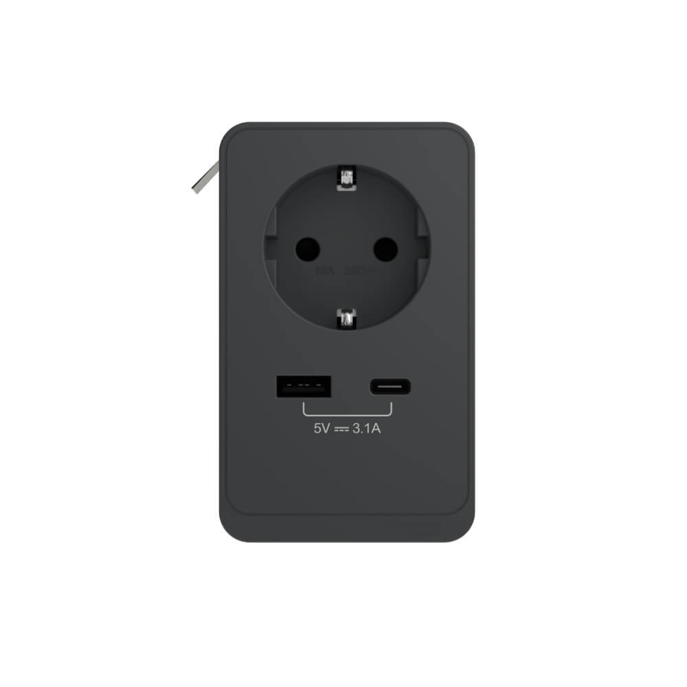 Työpöydän pistorasia Schneider Electric Unica System+, Schuko+USB-A+USB-C, antrasiitti
