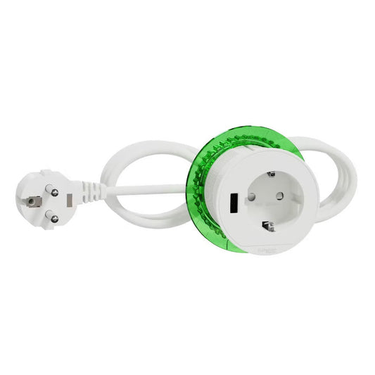 Pistorasiapaneeli Schneider Unica System+, Schuko + USB A, valkoinen