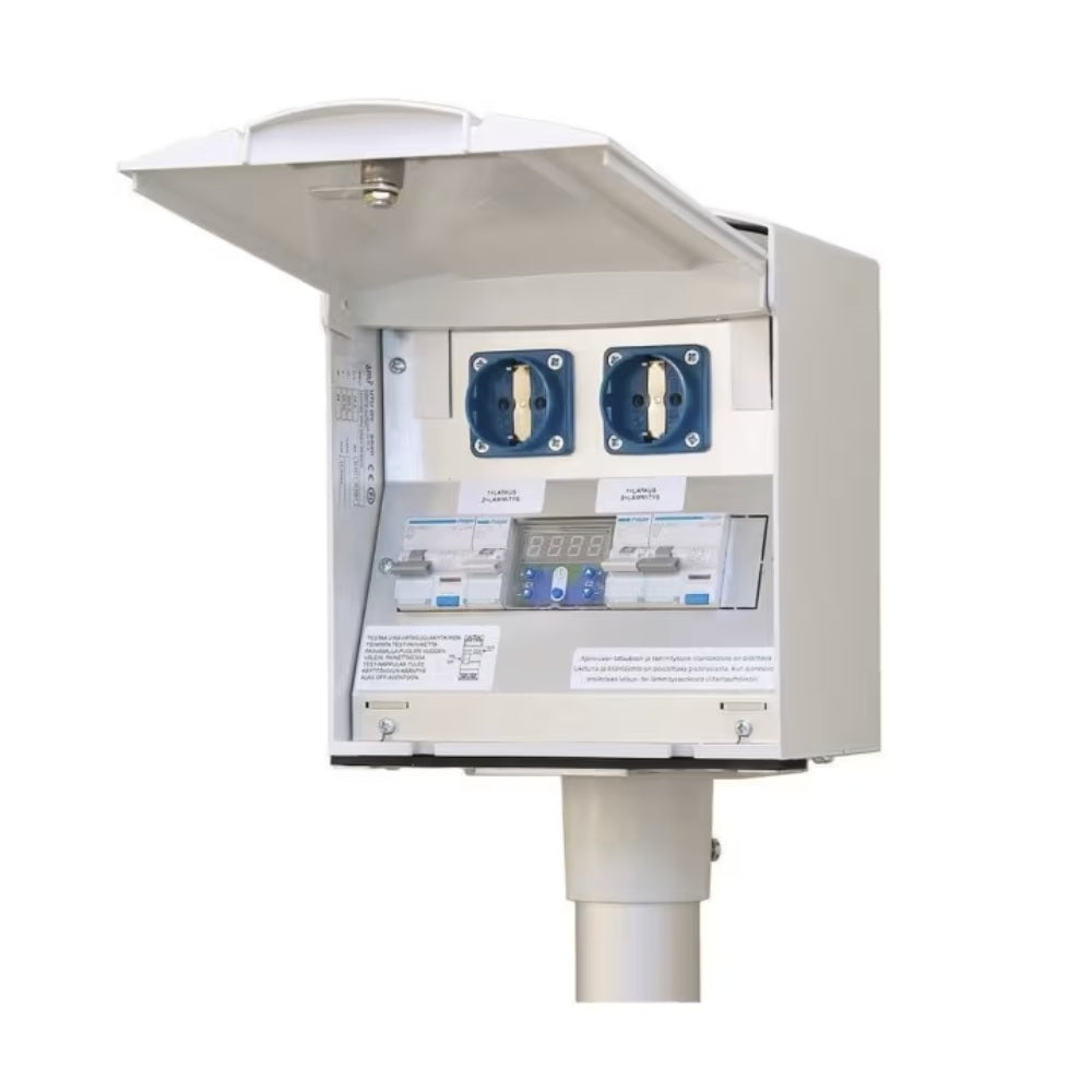 EVPIKE PRO 2A2V HYBRID hidaslatausasema kahdella pistorasialla – kestävä ja turvallinen ratkaisu ajoneuvojen lämmitykseen ja lataukseen