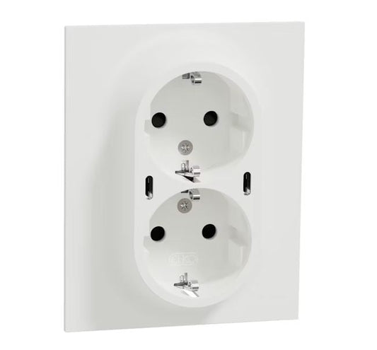 Pistorasia ELKO One 2-PR PL IP20 2xUSB-C PD 25W Valkoinen