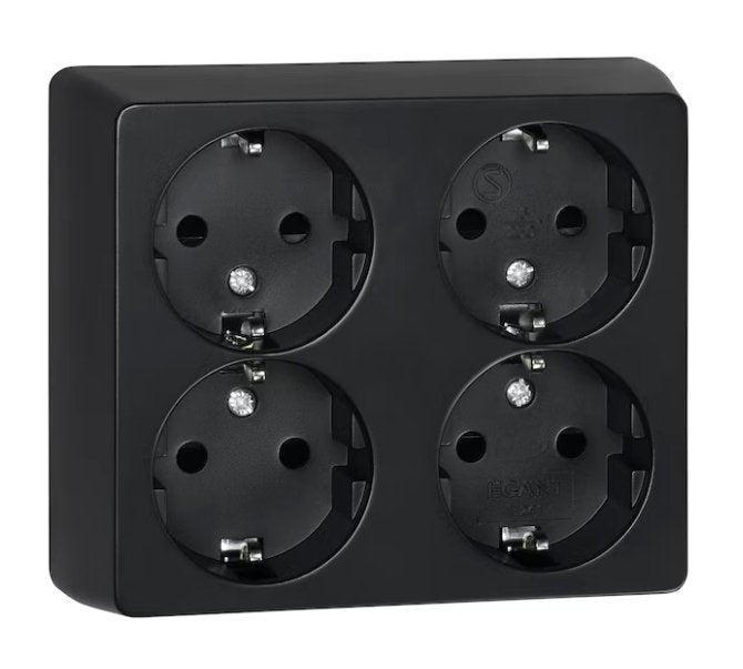 Pistorasia Opal Pinta 4-osainen 16A IP20 PPR musta