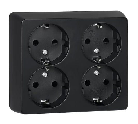Pistorasia Opal Pinta 4-osainen 16A IP20 PPR musta