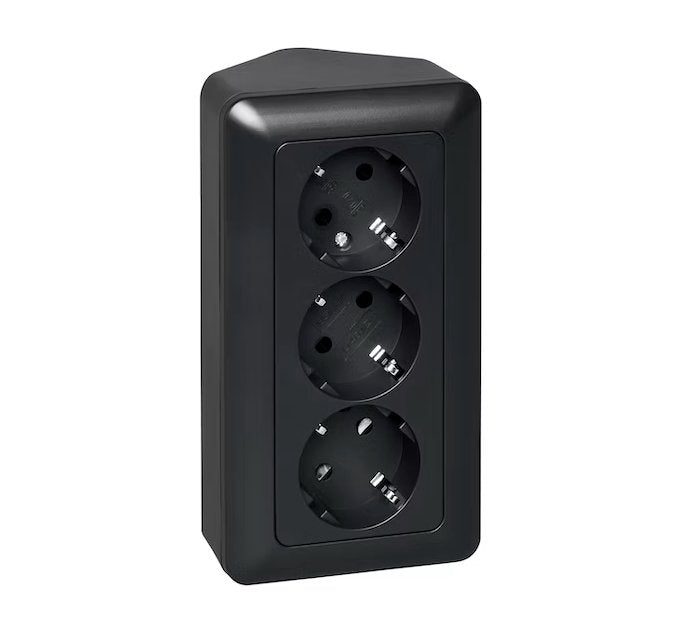 Pistorasia Opal Pinta Kulma 3 osainen 16AA IP20 PPR Musta Pistorasia Opal Pinta Kulma 3 osainen 16AA IP20 PPR Musta