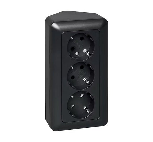 Pistorasia Opal pinta Kulma 3-osainen 16AA IP20 PPR Musta
