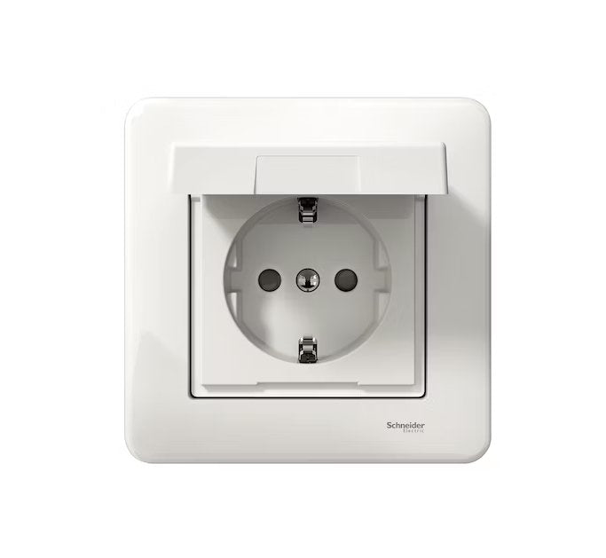 Pistorasia Schneider Electric Exxact 1-osainen Kannella IP44 Valkoinen