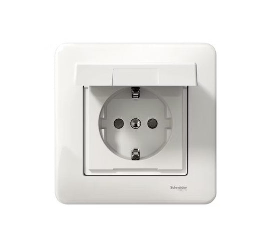 Pistorasia Schneider Electric Exxact 1-osainen Kannella IP44 Valkoinen