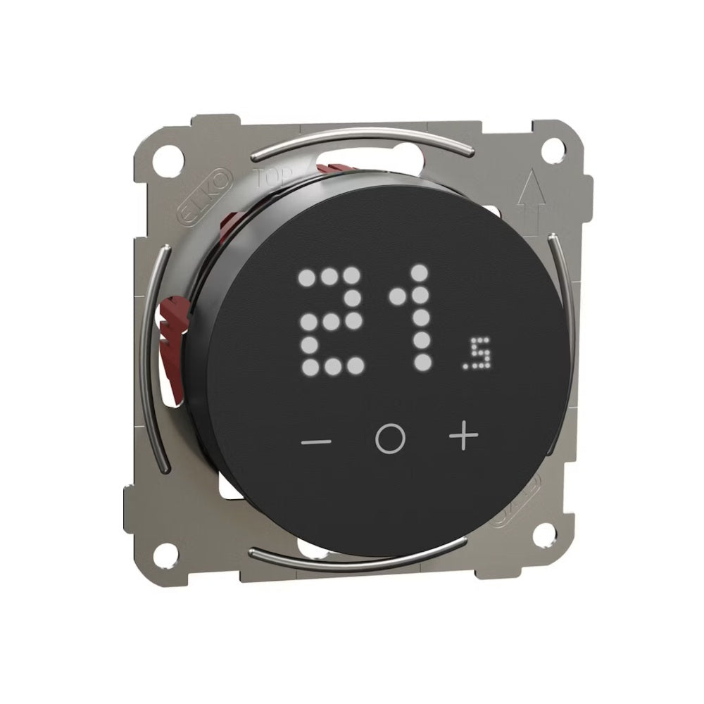 Elko One yhdistelmätermostaatti musta seinään asennettuna